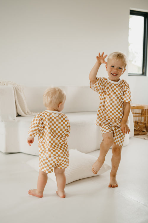 Checkered Lounge Short Set